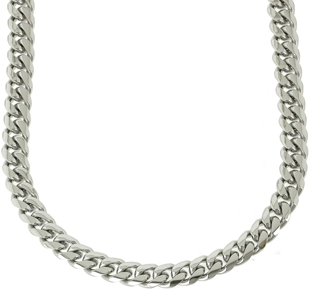 Bling Bling NY Men's Miami Cuban Link Chain 18k Yellow White Gold Plated Stainless Steel 6-18mm Thick Choker Necklace Anti-Tarnish