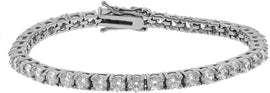 Unisex ANTI-TARNISH Stainless Steel 1 Row Tennis Necklace Bracelet Choker Chain Lab Created Diamonds 4MM 1 Row Solitaires 16-24 inches