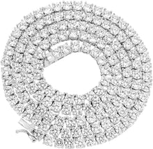 Load image into Gallery viewer, Bling Bling NY Set of 2 New One Row Tennis Necklace Gold/Silver Finish Lab Created Diamonds 4MM Iced Out Solitaires (Gold 22 inches &amp; Silver 30 inches)