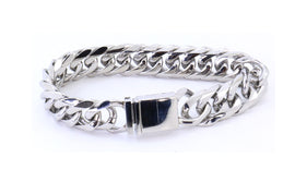 Anti-Tarnish Solid Silver Finish Stainless Steel 16mm Thick Miami Cuban Link Bracelet 9/10 inches Long