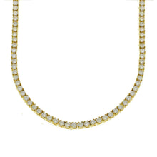 Unisex ANTI-TARNISH Stainless Steel 1 Row Tennis Necklace Choker Chain Lab Created Diamonds 18K Gold Plated 4MM Solitaires 16-24 inches
